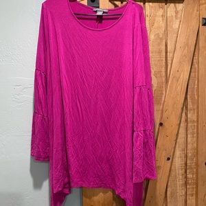 Kate & Mallory 3x Fuchsia/ raspberry colored long sleeved shark bite swing top
